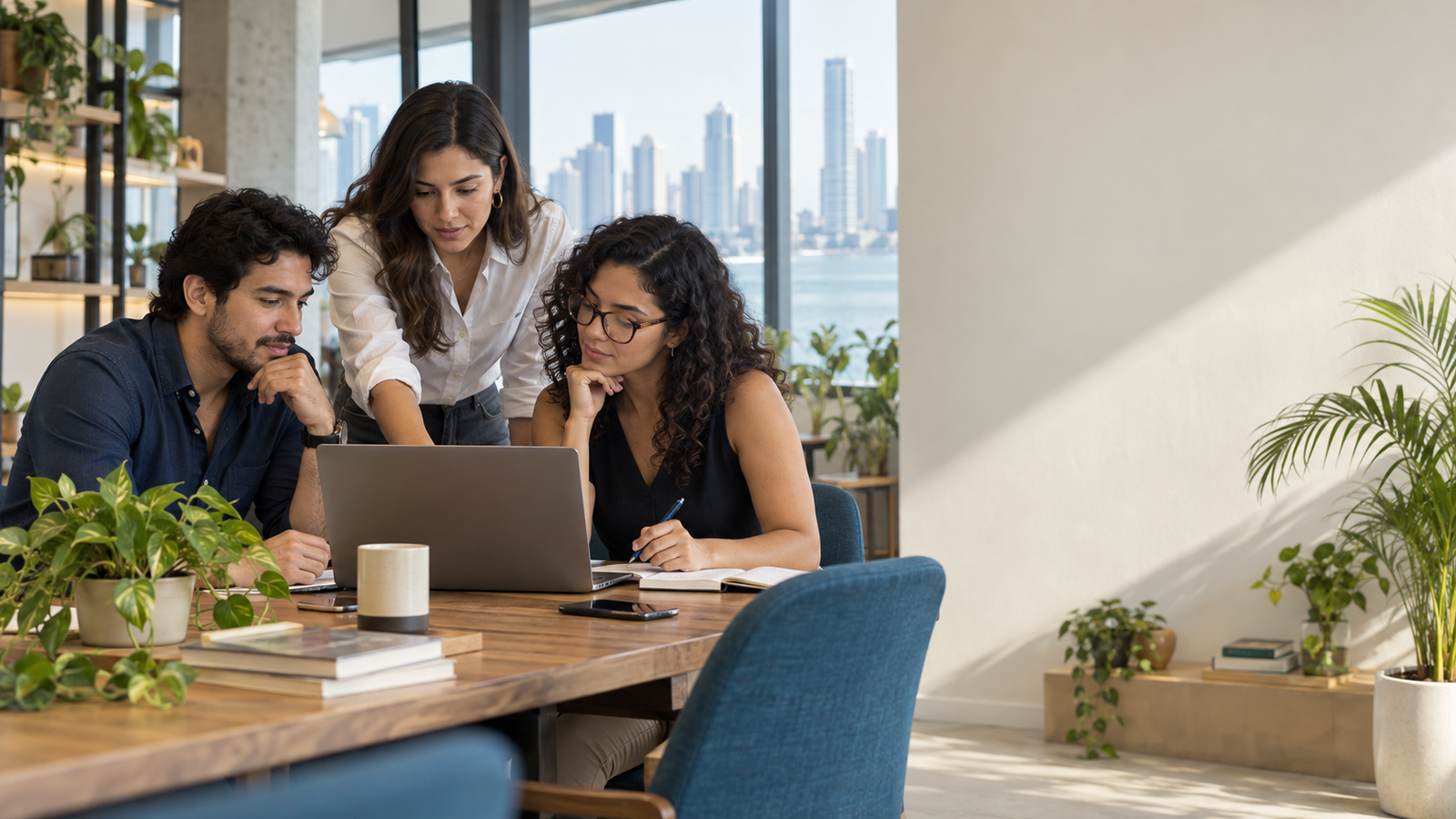 Equipo colaborando en el desarrollo de una solución digital.